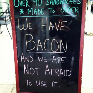 Sign seen at the Commerce St. Creamery and Coffee Shop.  Courtesy of Mary Baschoff McCarthy.