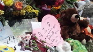 Community memorial in front of Peter Hobart.